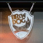 A sign with the BrewDog logo.