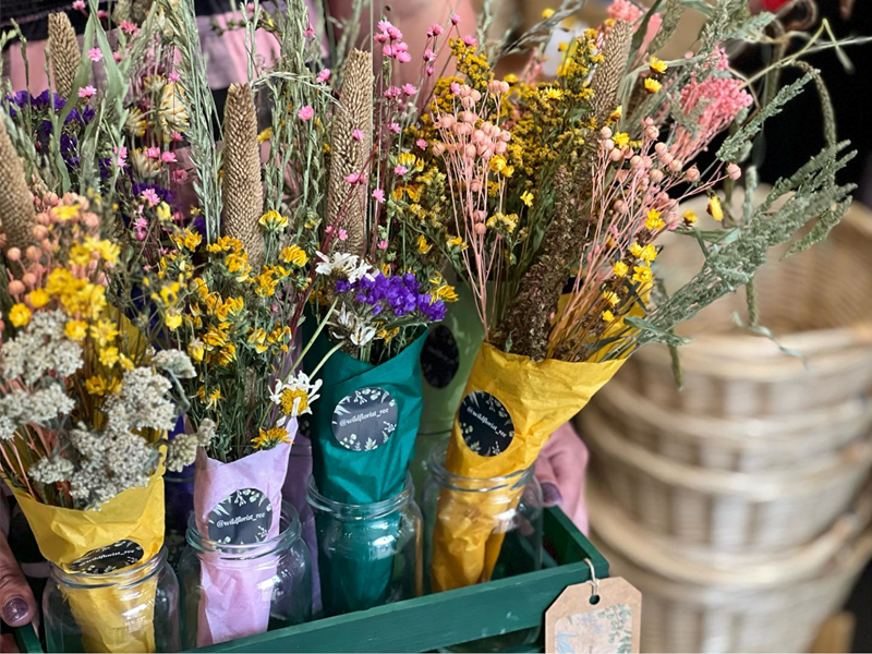 Bunches of dried flowers at Annie Jude's