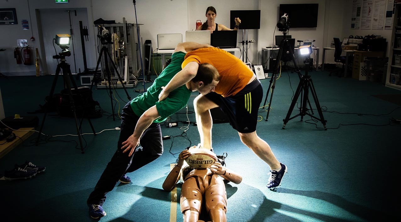 Two men exercising.