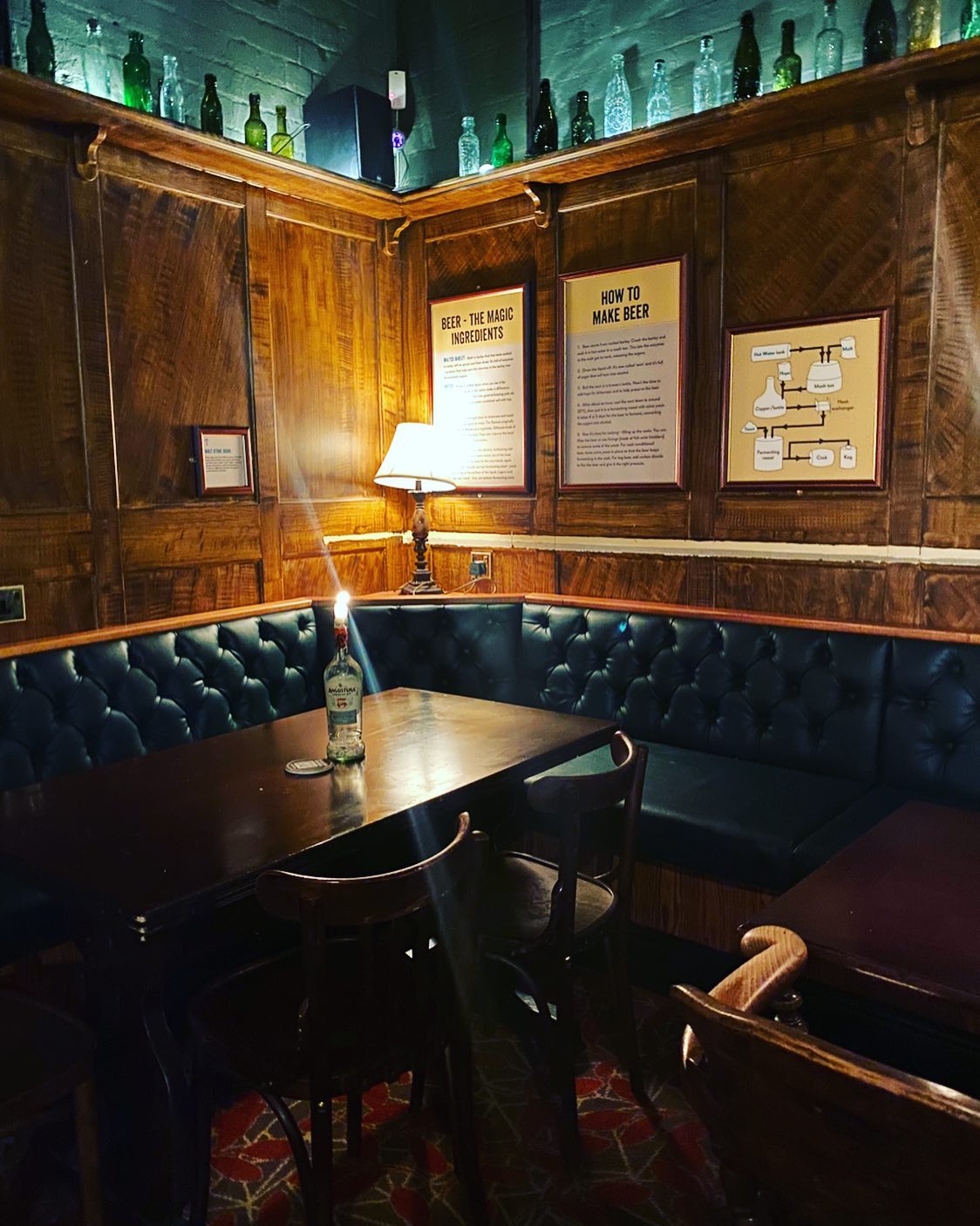 A cosy corner table at The Millowners Arms.