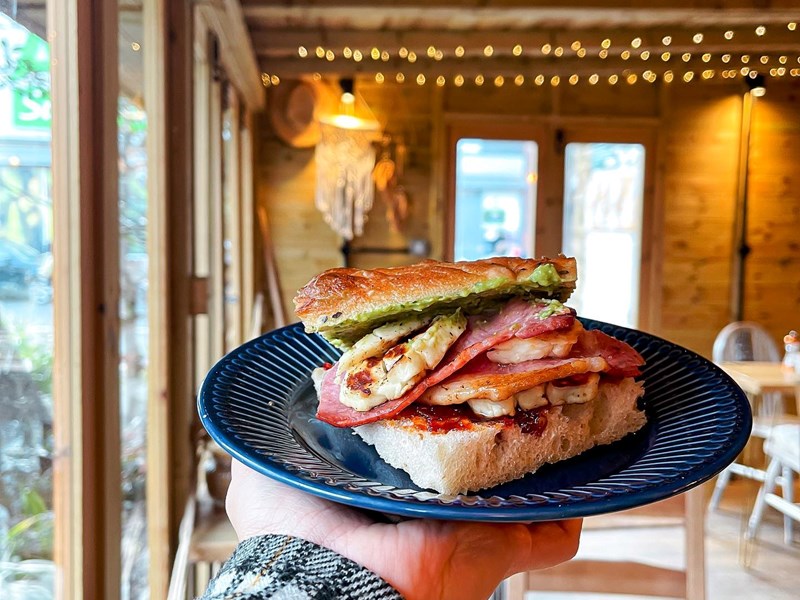 A bacon sandwich at Aesthete Coffee + Kitchen.