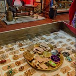 A display cabinet full of vintage second-hand jewellery for sale at The WareHouse.