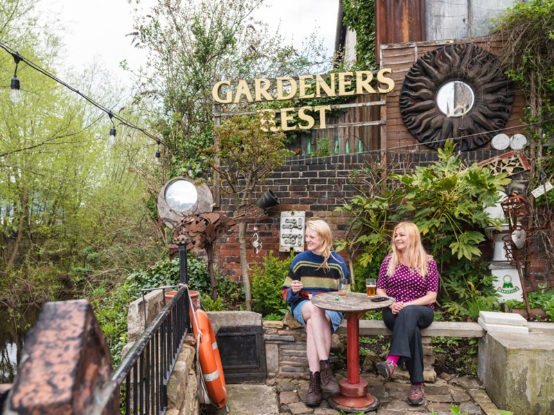 The beer garden at The Gardeners Rest.