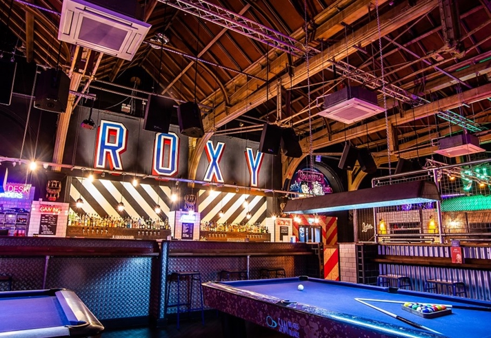 pool tables and urban interior decor at Roxy Ballroom in Nottingham