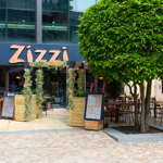 The entrance to Zizzi in Leopold Square.