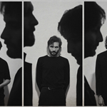 three pictures put next to each other. Each one of them is showing a member of the band. The picture is in black and white