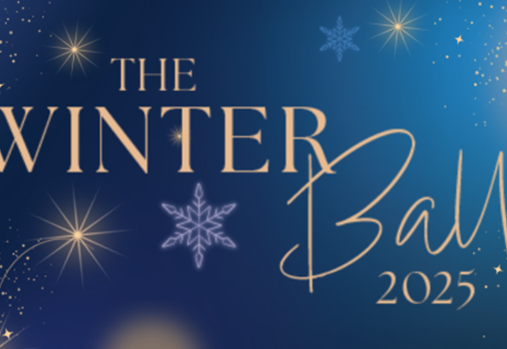 A starry night sky with the words 'The Winter Ball 2025'.