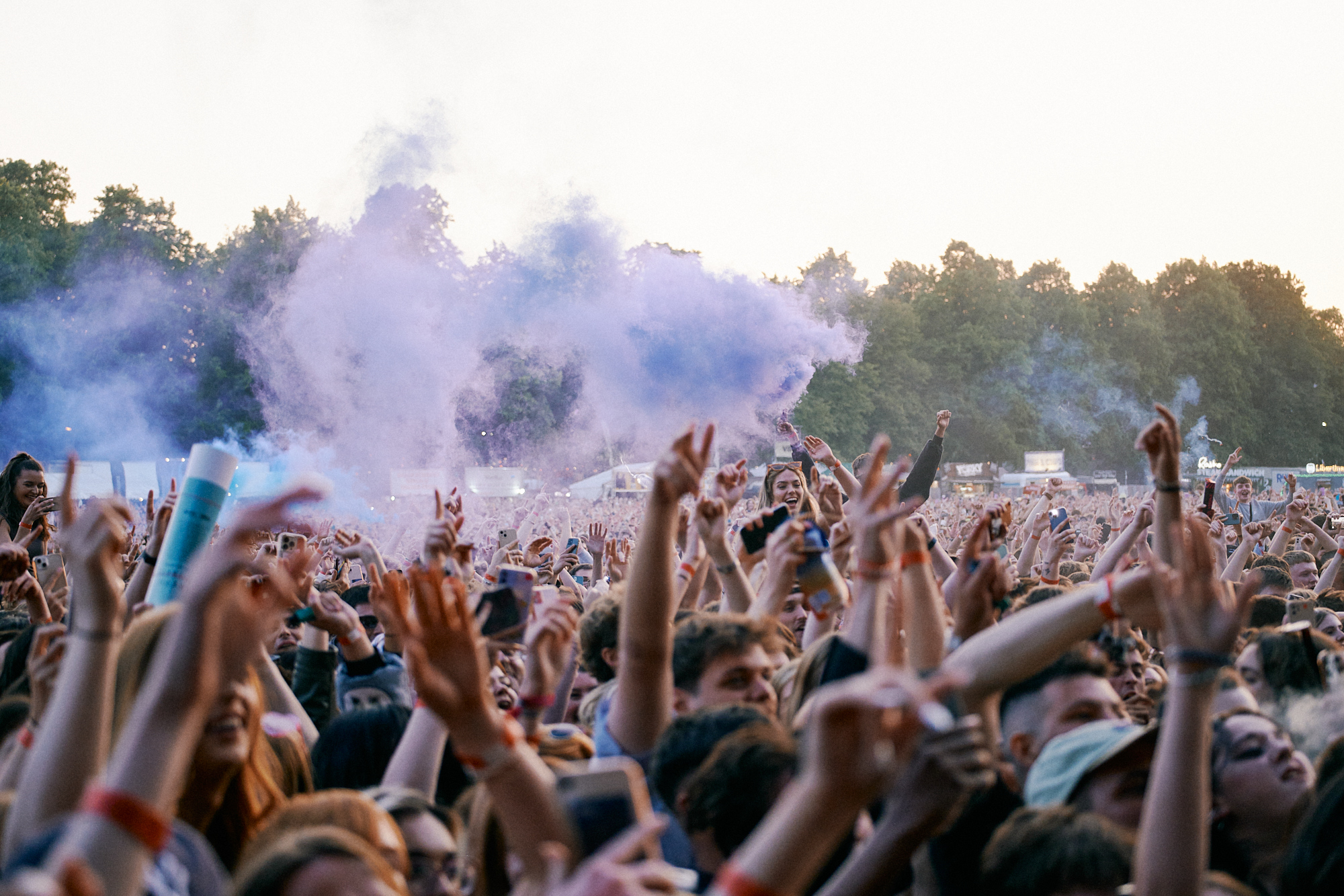 A huge crowd enjoying The Arctic Monkeys, who are playing live at Hillsborough Park in Sheffield.
