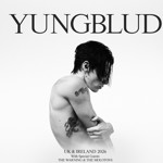 The poster for YUNGBLUD's 2026 tour showing a black and white side profile of the artist 