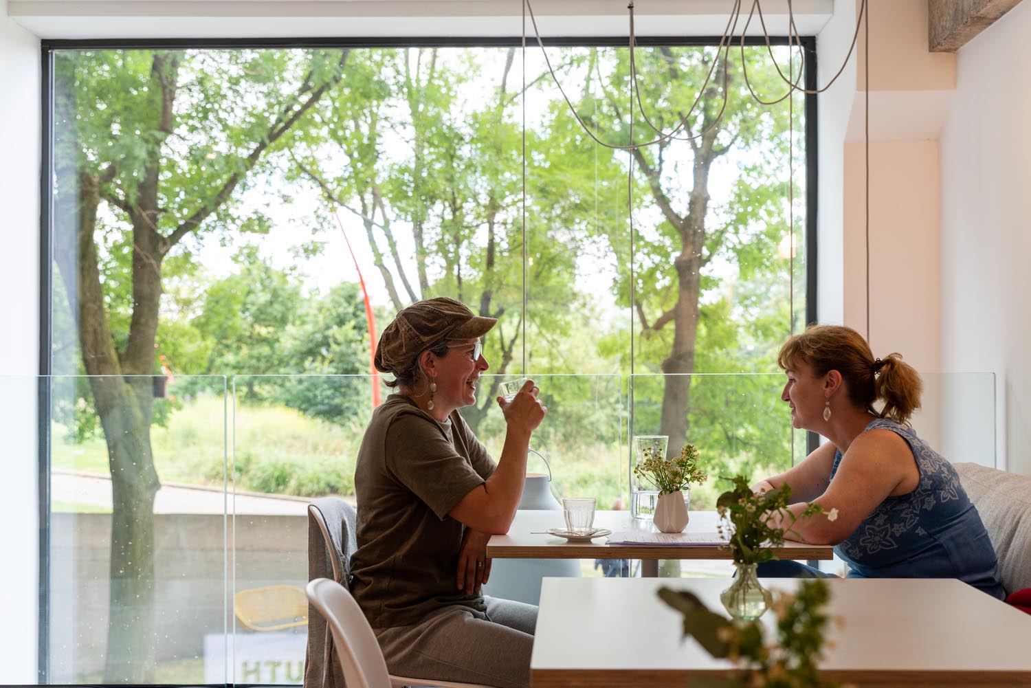 Two people sat at a table in the window at South Street Kitchen.