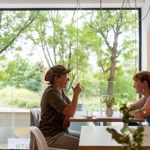 Two people sat at a table in the window at South Street Kitchen.