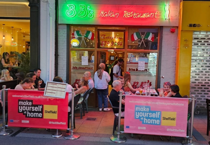 The exterior of BB's Italian Restaurant.