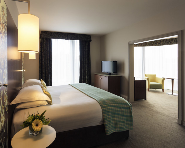 Spacious double bedroom at the Mercure St Paul's hotel