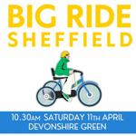 Poster for the event with an illustration of a person riding a tricycle. 