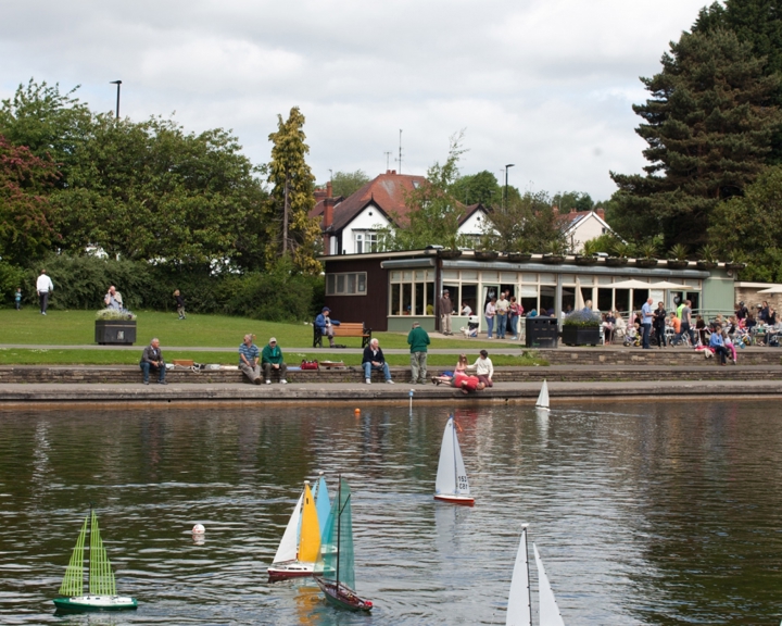 The boating lake and cafe at Millhouses Park.