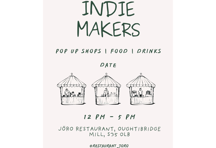Poster for the event with a hand-drawn illustration of market stalls.