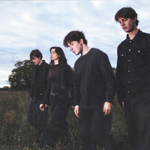 A group shot of Overpass walking through a field.