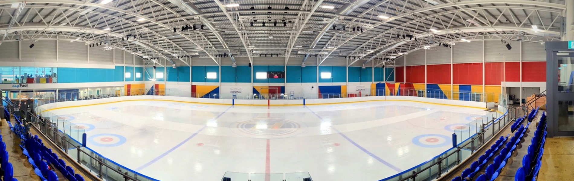 A wide angled shot of the rink at iceSheffield.