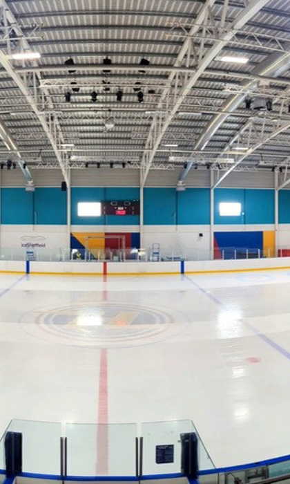 A wide angled shot of the rink at iceSheffield.
