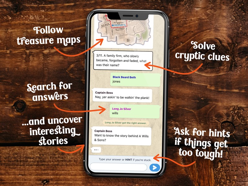 The Treasure Hunt Sheffield app displayed on a smartphone.