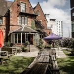 The beer garden at The University Arms.