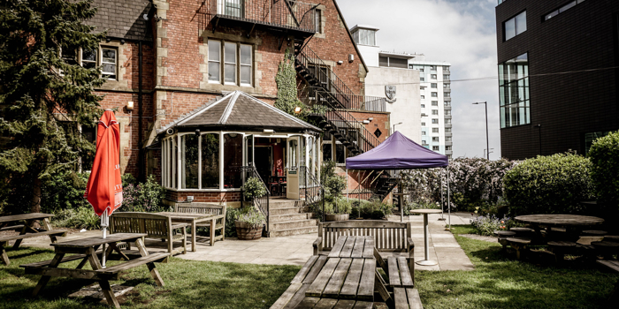 The beer garden at The University Arms.