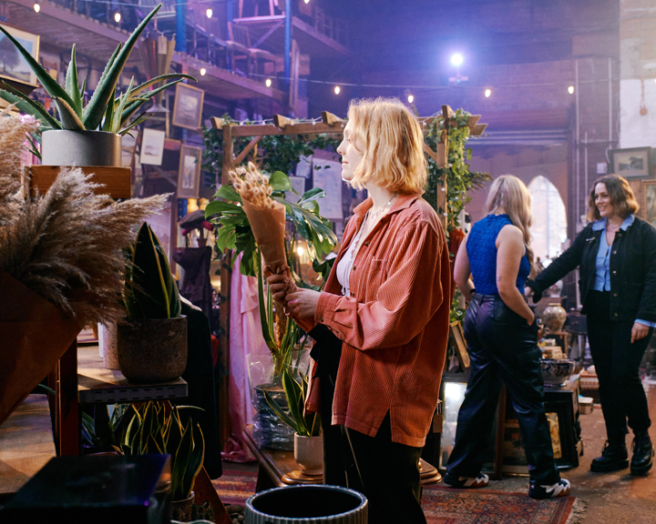 People shopping in a large antiques store in Sheffield.