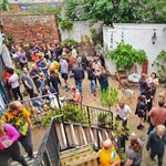 The beer garden at Shakespeares.