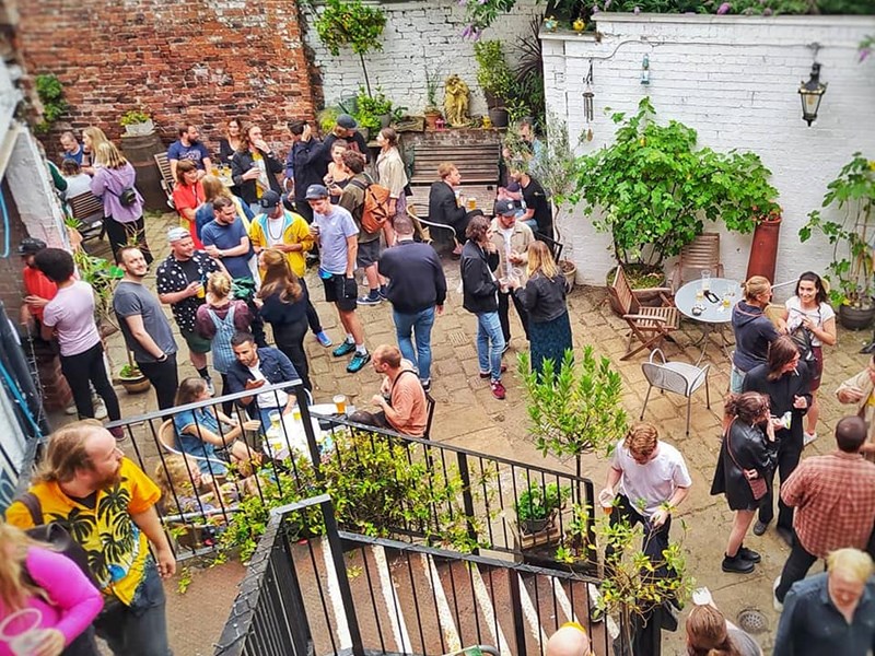 The beer garden at Shakespeares.
