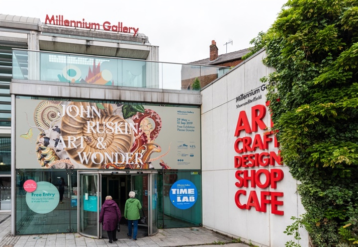 The entrance to the Millennium Gallery  in Sheffierld city centre.