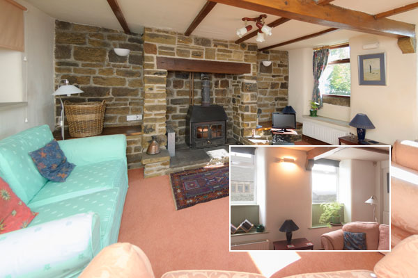 Bright, welcoming living room at The Old School House with traditional furnishings and homely touches.