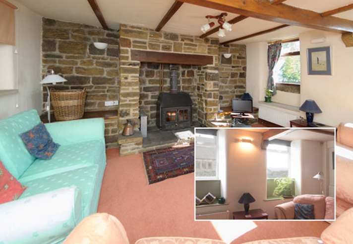 Bright, welcoming living room at The Old School House with traditional furnishings and homely touches.