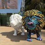 A painted lion designed by artist Tom J Newell