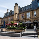 A view of some of the restaurants in Leopold Square.
