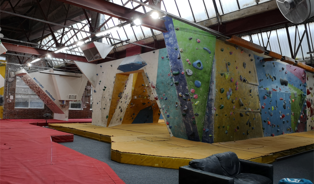 Climbing wall at The Climbing Works.