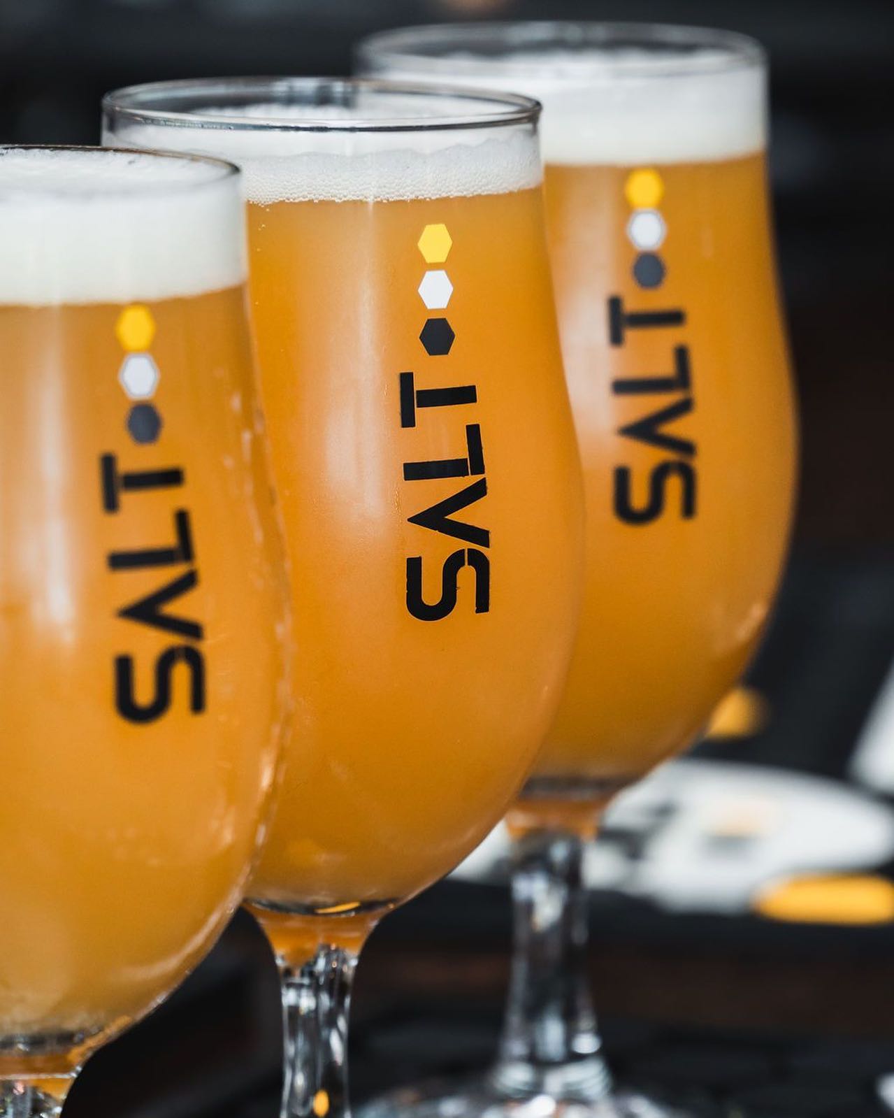 Three glasses of beer.