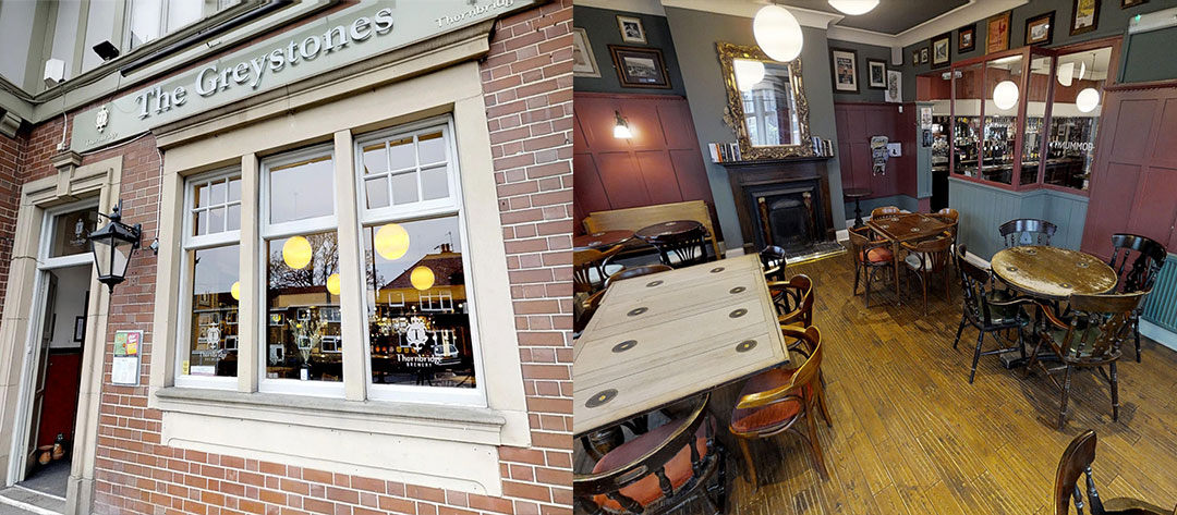 Exterior of The Greystones pub.