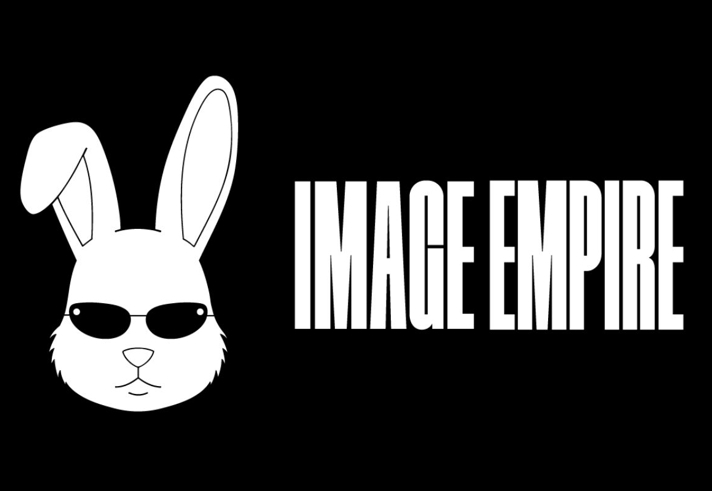 Poster for the event, with a black background, an illustration of a cartoon rabbit and the words 'Image Empire'.