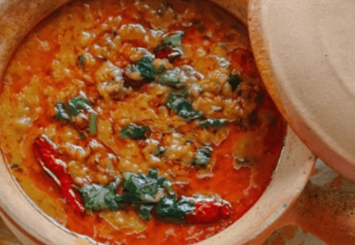 A delicious stew in an earthen ware pot