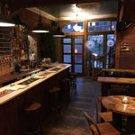 Interior of The Tramshed bar, the decor and fittings are mostly done out in reclaimed wood.