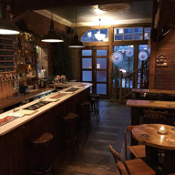 Interior of The Tramshed bar, the decor and fittings are mostly done out in reclaimed wood.