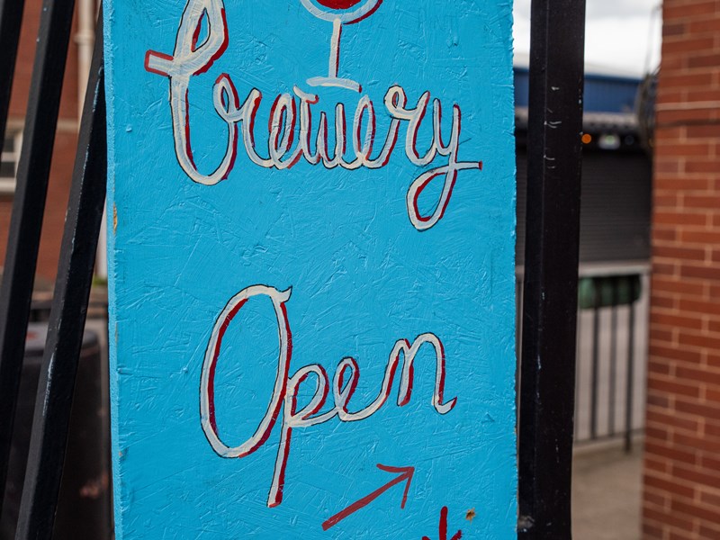 The sign at The Brewery of St Mars of the Desert.