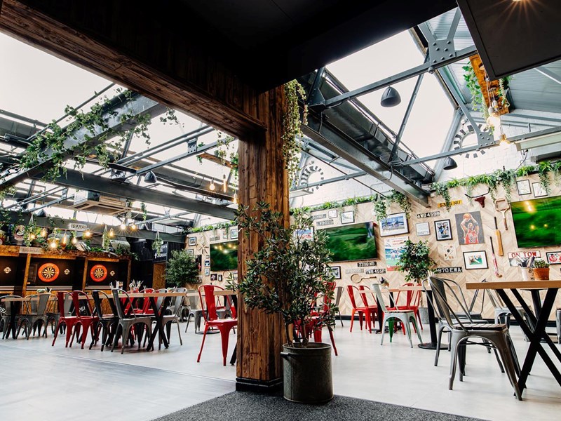 Interior of Peaks Sports Bar & Snooker Club.