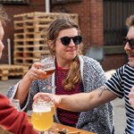 People enjoying a beer at The Brewery of St Mars of the Desert.