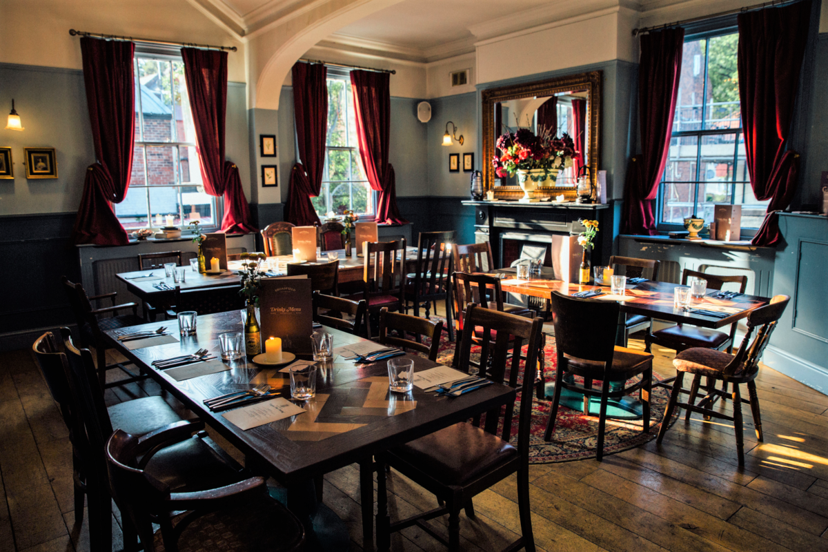 Inside The Broadfield, with its traditional pub decor.