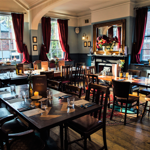 Inside The Broadfield, with its traditional pub decor.