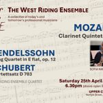 Poster for the event listing the details along side a picture of a person playing the clarinet.