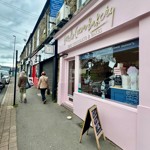 The pink exterior of Sorrel's Cocoa Bakery.