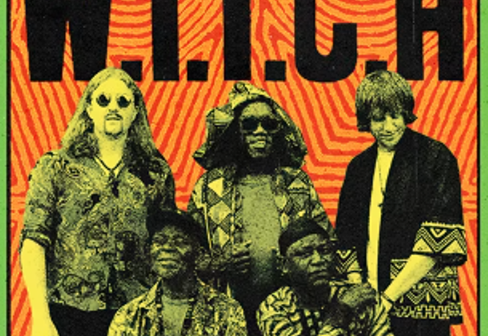 Colourful poster for the event with a photo of the band.