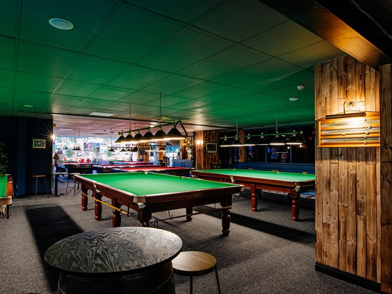 Snooker tables at Peaks Sports Bar & Snooker Club.